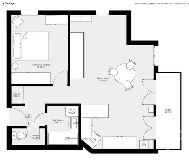 Appartement F2 à vendre - 2 pièces - 46.42 m2 - ST PAUL EN CHABLAIS - 74 - RHONE-ALPES - Century 21 Chablais - Léman